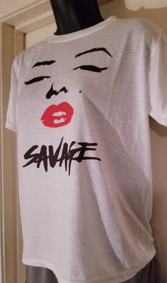 💋SAVAGE CROP CUSTOM PRINTED TEES 1 LG. LEFT - Picture 3 of 3
